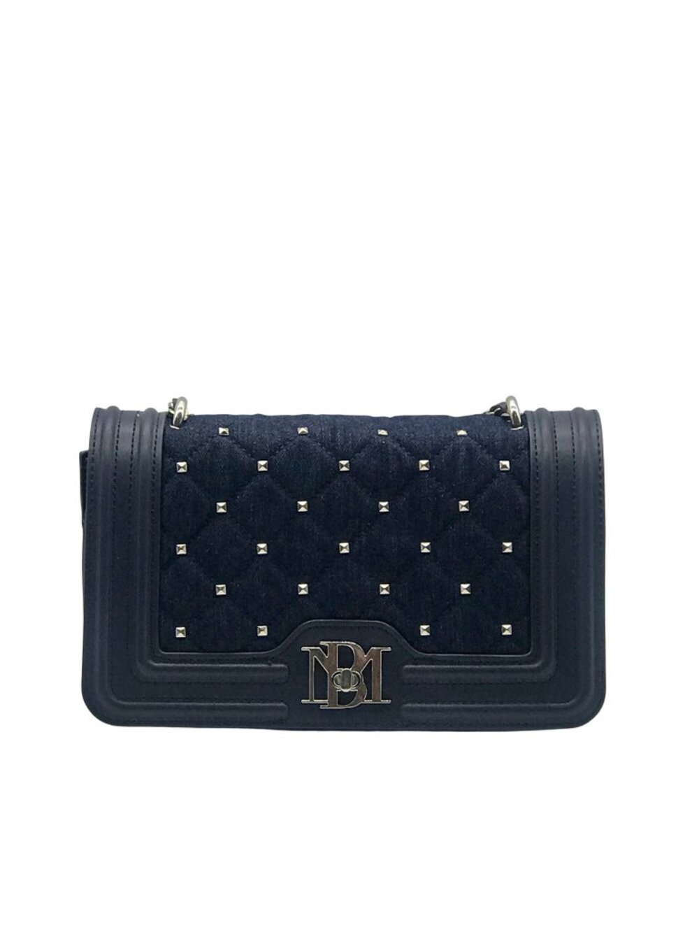 Badgley Mischka Blue Denim Studded Crossbody Bag